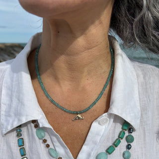 14k solid gold apatite Marthas vineyard island gemstone necklace