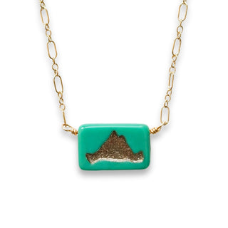 Martha's Vineyard Turquoise gold Fill Island Pendant Necklace on White Background