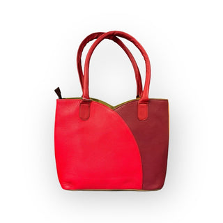 Red Recycled Leather Reversible Tote, Valeria