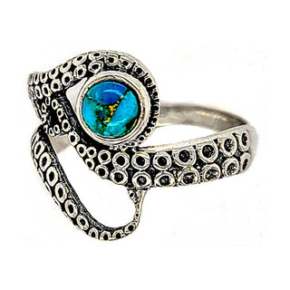 Octopus Tentacle Ring Sterling Silver Turquoise