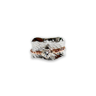 cubic zirconia spinner ring sterling silver 
