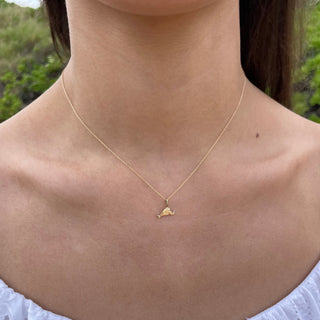 Mini Martha's Vineyard Pendant Necklace is 14k Gold on a girl's neck
