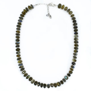 Labradorite Gemstone Necklace, Faceted Rondelle
