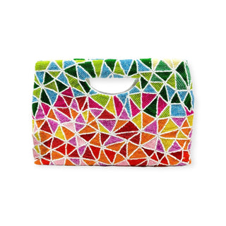 Rainbow Statement Beaded Clutch and crossbody on white background