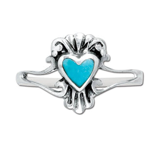 Genuine Turquoise Heart Ring, Sterling Silver
