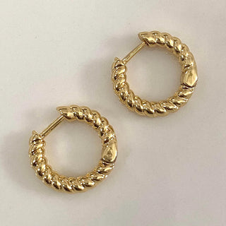 Twisted Rope Gold Huggie Hoop Earrings