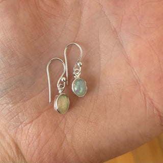 Opal Bezel Set Sterling Silver Drop Earrings