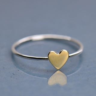 Ring with Tiny Bronze Heart, Sterling Silver