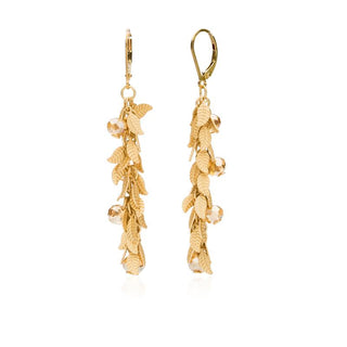 Gold or Silver Leaf Crystal Cluster Earrings