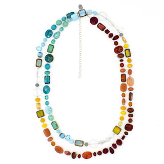 Rainbow Gemstone Medley, Convertible Necklace/Bracelet, 44"