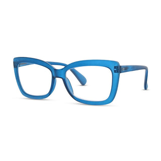 Oversized Square-Cat Eye Eyeglass Readers in Blue
