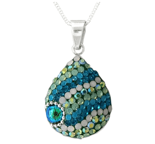 Mosaic Crystal Pendant Necklace, Teardrop