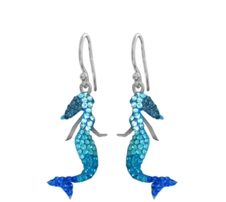 Mosaic Crystal Earrings, Sea Life: Mermaid, Jellyfish, Octopus, Shell