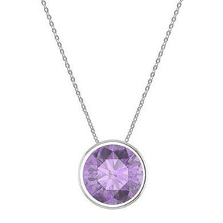 Tiny Amethyst Floating Pendant Necklace, Sterling Silver Chain