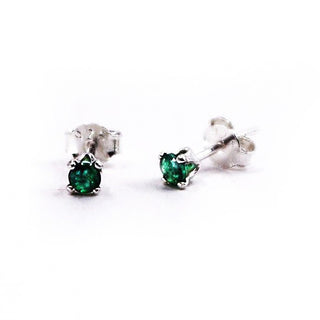 Genuine Emerald Sterling Silver Post Earrings
