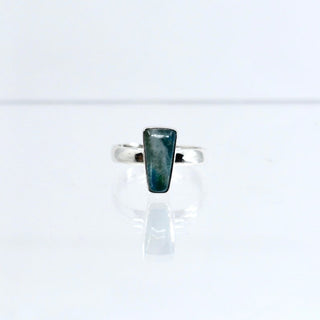 Genuine Gemstone Green Rainbow Moonstone Ring set in Sterling Silver