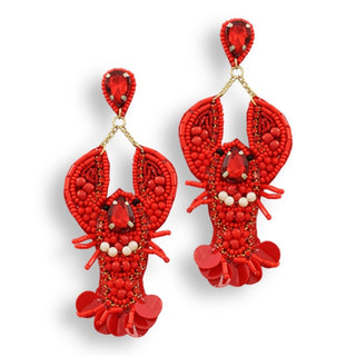 Ocean Inspired Vacation Earrings, Crab & Lobster