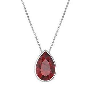 Tiny Garnet Floating Pendant Necklace, Sterling Silver Chain