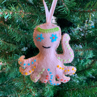 Octopus Felt Wool Holiday Ornament