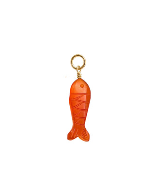 Carved Carnelian Gemstone Fish Charm
