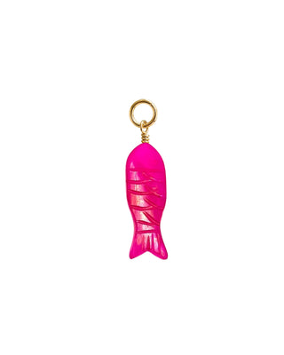 Carved Hot Pink Chalcedony Gemstone Fish Charm