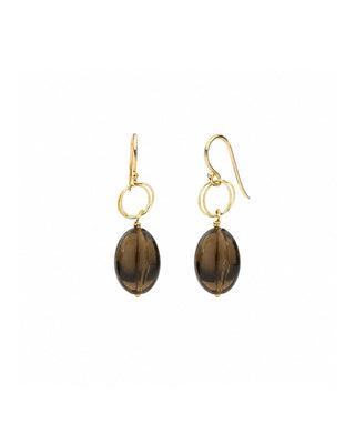 Smoky Quartz Circle Drop Earrings