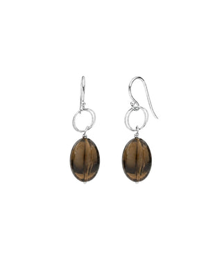 Smoky Quartz Circle Drop Earrings