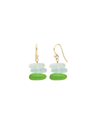 Green Seaglass Inspired Stack Earrings