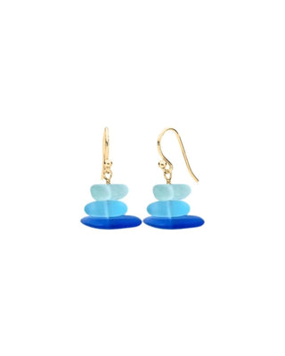 Cobalt Blue Seaglass Inspired Stack Earrings