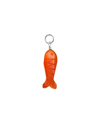 Carved Carnelian Gemstone Fish Charm