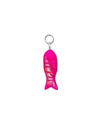 Carved Hot Pink Chalcedony Gemstone Fish Charm