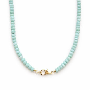 Blue Peruvian Opal Charm Holder Necklace, Charm Holder Clasp