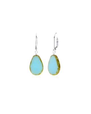 Light Sky Blue glass Beaded Teardrop Earring