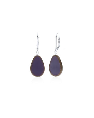 Purple Glass Beaded Teardrop Earrings