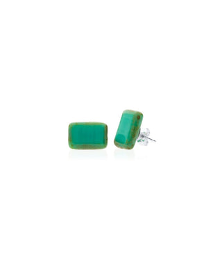 Turquoise Simple Glass Beaded Stud Earrings