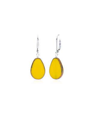 Yellow Glass Beaded Teardrop Earring