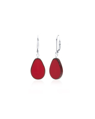 Red Glass Beaded Teardrop Earring
