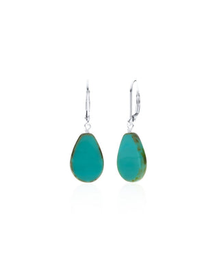 Turquoise Glass Beaded Teardrop Earrings