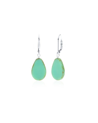 Seafoam Glass Beaded Teardrop Earrings