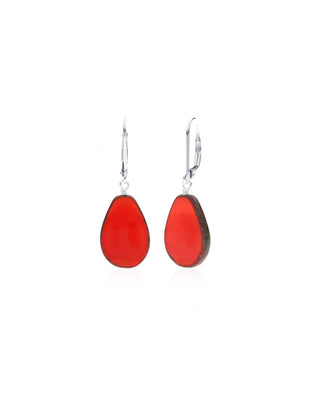 Coral Glass Beaded Teardrop Earrings
