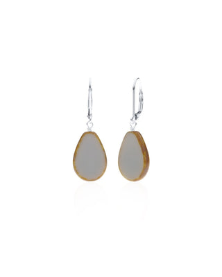Gray Glass Beaded Teardrop Earrings