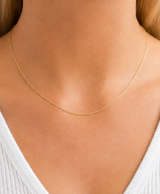 14k Gold Classic Rope Chain Necklace, 16"