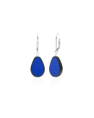 Royal Blue Glass Beaded Teardrop Earrings