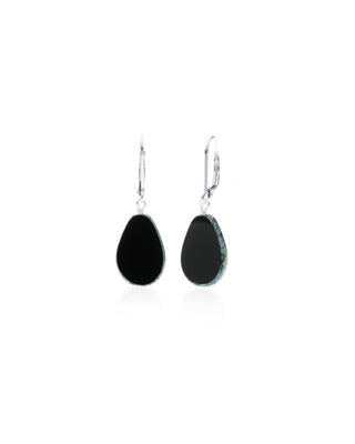 Black Glass Beaded Teardrop Earrings