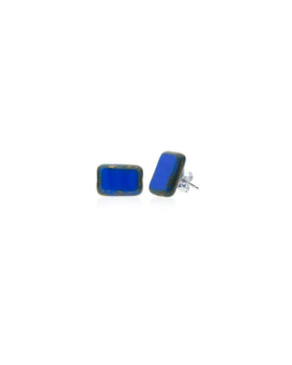 Royal Blue Simple Glass Stud Beaded Earrings