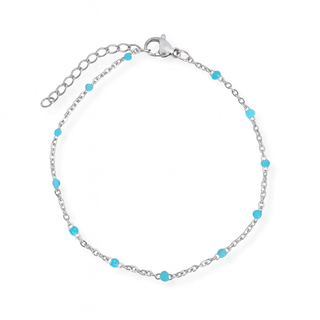 Aqua Blue Enamel Dotted Gold Bracelet