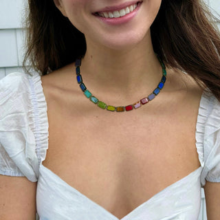 Candyland Rainbow Glass Beaded Necklace Handmade