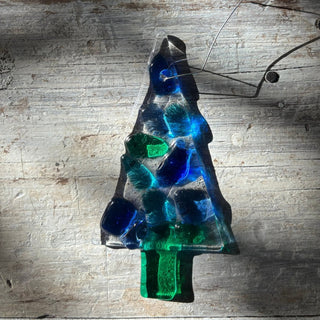 Tree Handcrafted Fused Glass Holiday Ornament