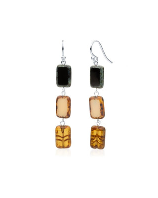 Earthy Mix Glass Rectangle Beaded Drop Earrings