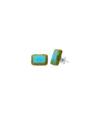 Sky Blue Simple Glass Stud Beaded Earrings